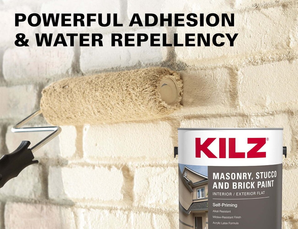 SelfPriming Masonry, Stucco,Brick Paint, Interior/Exterior,Flat, White