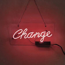 Change Neon Sign Light Game Room Bedroom Wall Hanging Nightlight Artwork 20"