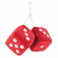 Pair Novelty Red Fuzzy Dice For Car Truck Rearview Mirror