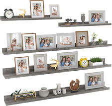 47 Inch Long Floating Shelves for Wall Set of 5, Grey Wood Wall Shelves for Bath