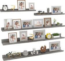 47 Inch Long Floating Shelves for Wall Set of 5, Grey Wood Wall Shelves for Bath