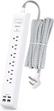 Surge Protector Power Strip 10 ft with 4 USB Ports 2 USB-C 6 AC Outlets, Flat Pl