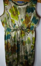 Simply Vera Wang Ladies 16P Green Floral Sleeveless Dress Waist Tie Satin Career