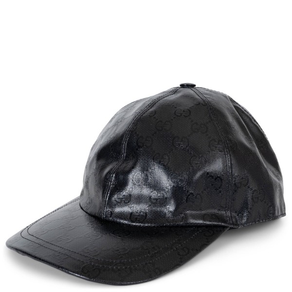 71585 authentische Gucci schwarze GG CRYSTAL Canvas Baseballkappe Mütze L