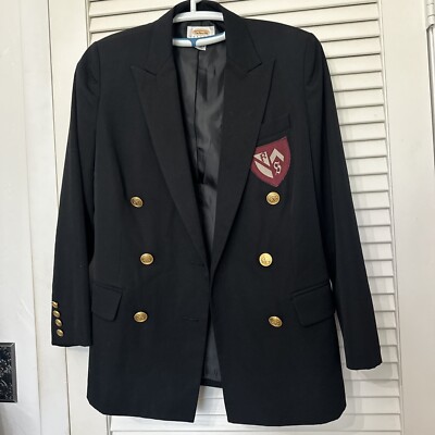 Talbots Woman s Petite Sz 4 100% Wool Blazer Jacket Dbl Breasted Gold Button JPN