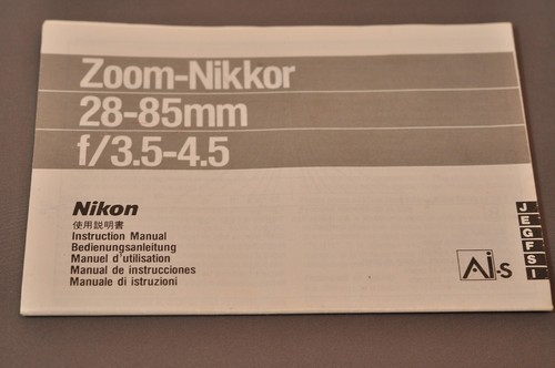 Nikon Zoom-Nikkor 28-85mm f/3.5-4.5 Instructions, c1980s, Not a Copy! - Afbeelding 1 van 3