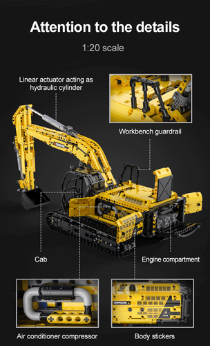 CaDA Excavator - Full Function 1702 Pieces Brick Model Kit C61082W - Picture 16 of 24