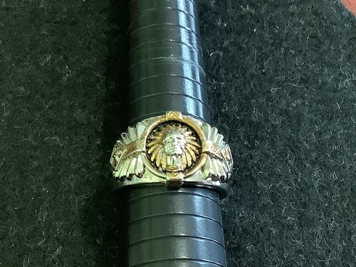 SPIRIT OF THE WARRIOR 925 SILVER & 18k GOLD PLATED GENTS RING - Picture 8 of 9