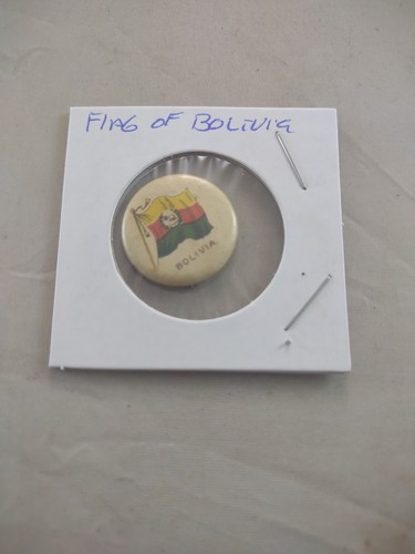ANTIQUE SWEET CAPORAL CIGARETTES Vintage Pinback Flag Of Bolivia  - Picture 3 of 3