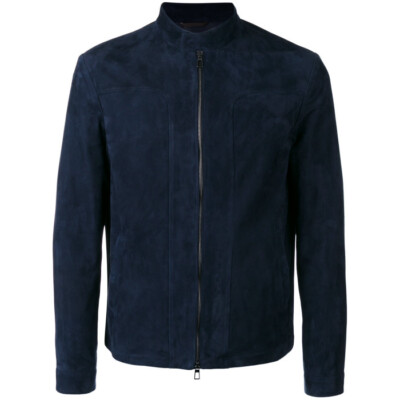 Blue Cafe racer Leather Jacket for Men Pure Suede Custom Made Size S M L XL XXL