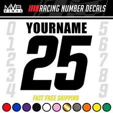 Racing Number Name Vinyl Decal Sticker | Dirt Bike Plate BMX Motocross Car Truck