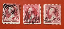 Inking Flaw Sc # 220b ( Cap On Right Only )  Used  Lot of 3 Vintage US Stamps
