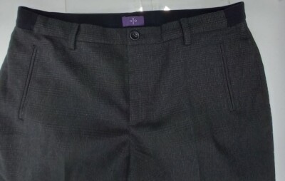 NYDJ W10 Lift & Tuck  Slacks Zip Front- Cuffed Charcoal Heathered Geo Pattern 