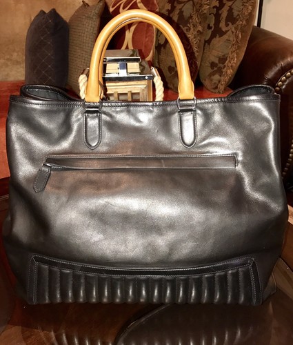 Ralph Lauren Reisetasche schwarz Etikett Gent's Size große gesteppte Ledertasche SCHWARZ - Bild 2 von 9