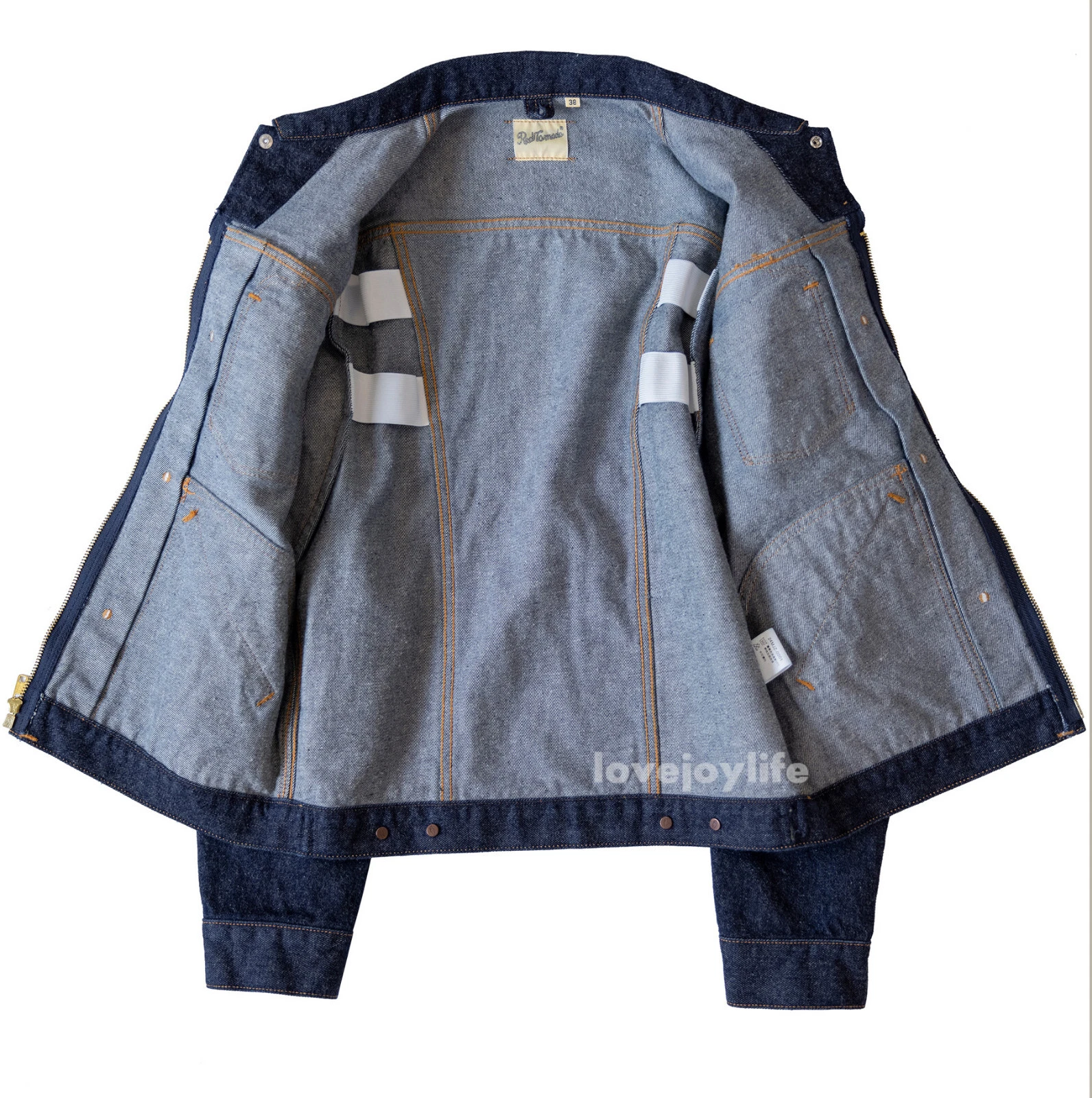 Red Tornado Fall Winter 60s 24MJ Raw Denim Jacket Short Zipped Slim Coat Cowboy - Picture 6 of 33