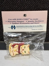 1- NEW VTG Painted CAT Wood Maxi-Shapes Animal Macrame Beads by Maxi-Cord