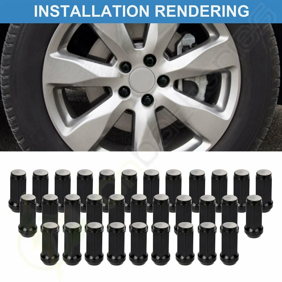 32 tuercas negras 14x1,5 para GMC Sierra 2500 HD K2500 Suburban Ford Chevy Foto 3 de 4