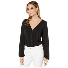 n:PHILANTHROPY Dean Black Plunge Neck Bodysuit, Long Sleeves, Large, NWT, 128