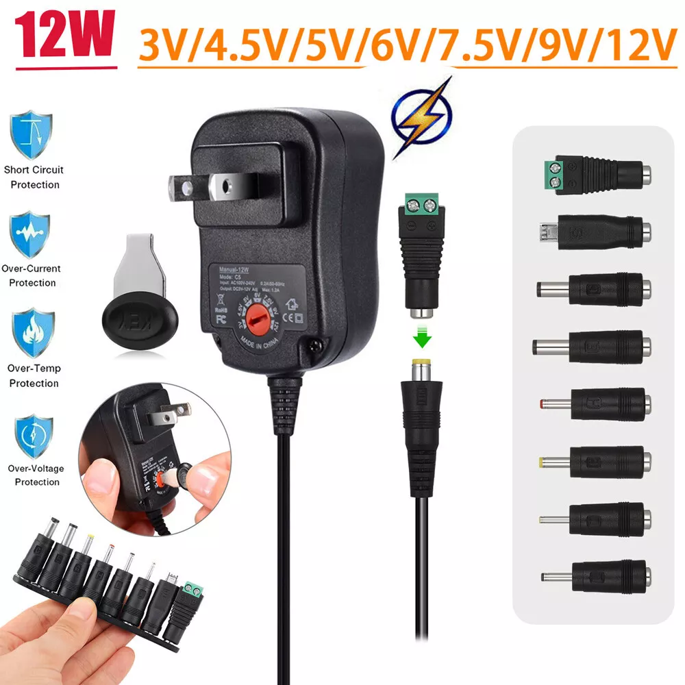 Power Adapter for AC Input 110 240 Volts 12W 3V 12V Universal AC