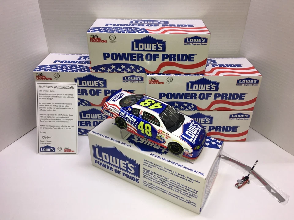  JIMMIE JOHNSON 2002 #48 LOWES EMPLOYEE SPECIAL POWER OF PRIDE 1/24 ROOKIE NIB - Image 2 of 4