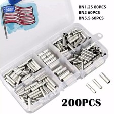 200PCS Copper Bare Wire Splice Terminals Ferrule Butt Crimp Connectors 10-22 AWG