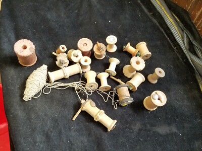 22 Vintage Wooden Sewing Thread Spools Many Have Been Cut and Repurposed
