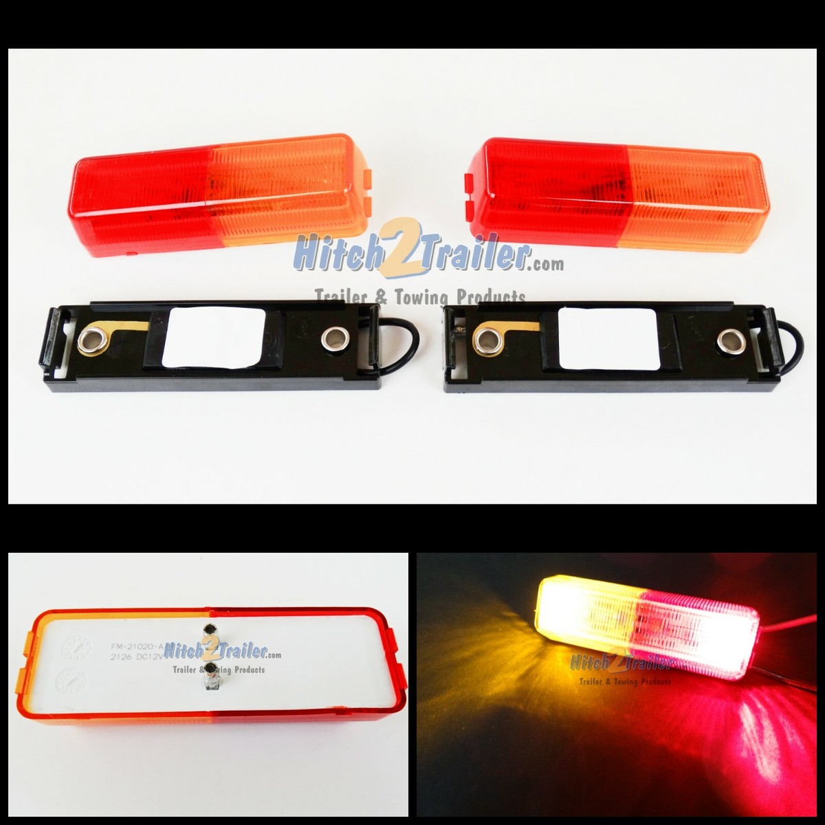 Optronics LED Clearance/Marker Light - 1x4 Inch Surface Mount, Amber & Red (MCL61ARB)