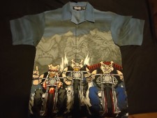 Hogs On Hogs Dragonfly Clothing Biker Motorcycle Botton Down Collared Shirt L