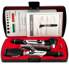 New LED- Mini Opthalmoscope Otoscope Fibre-Optic Diagnostic Set + 2 FREE BULBS