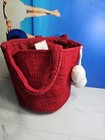 Hallmark Red Bucket Style Tote Wool Blended Cotton Top Handle Purse 12x10x8"New