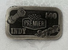 Vintage Indy 500 Belt Buckle   Premier Ind.   Indianapolis   Checkered Flag