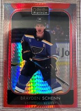 2021-22 OPC PLATINUM HOCKEY BRAYDEN SCHENN RED PRISM SP #161/199 #135 STL BLUES!