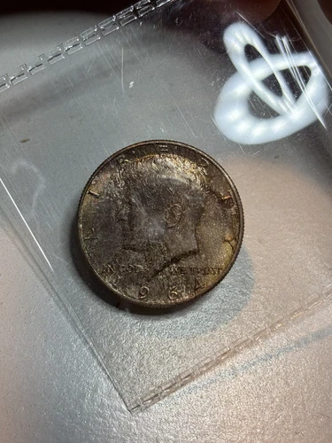 1964 D Kennedy Half Dollar End Roll Color Toned BU