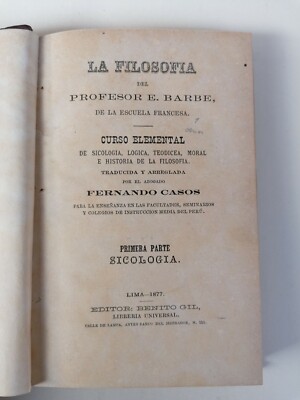 Die Philosophie des Professors E. Bart. Lima. Benito Gil. 1877