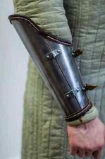 Medieval Arm Bracers Steel Leather LARP Armor Cosplay Halloween Costume