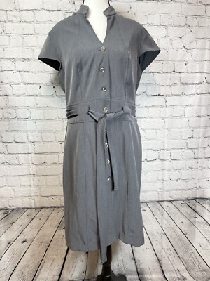 Olivia Matthews Women's Short Sleeve Knee Length Stretch Dress Size 12 Gray