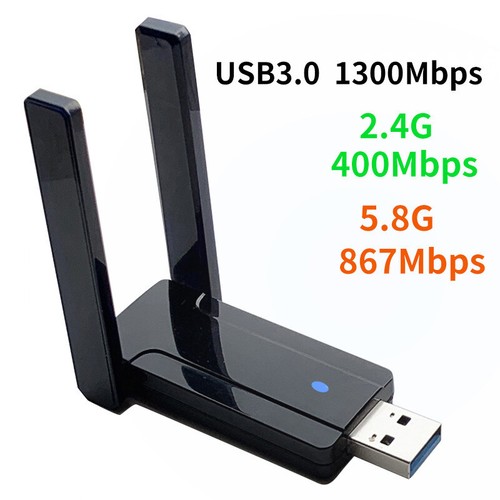 1300Mbps 2.4G/5.8G Dual Band USB3.0 WiFi Adapter Antenna for Mac/Desktop/Laptop - Afbeelding 1 van 7