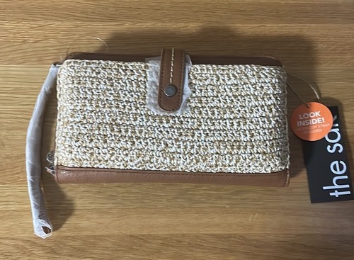 The Sak Iris Crochet Smartphone Wallet Crossbody Bag in Bamboo Static #109379 NW