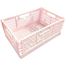 2pcs Folding Collapsible Plastic Storage Crates Boxes Cosmetic Stackable Basket