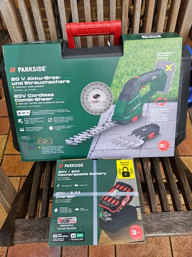 Parkside 20V Akku-Gras- und Strauchschere PAGS 20-Li A1 mit Akku Ladegerät