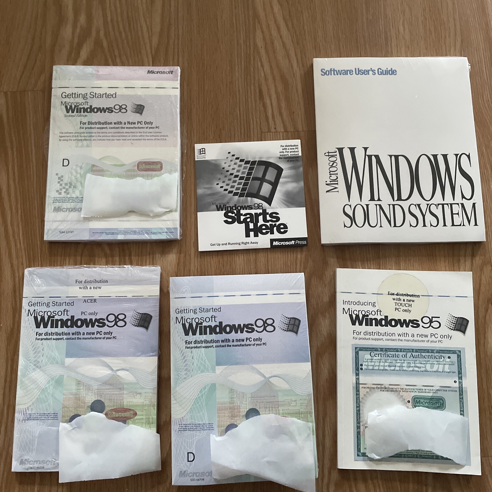 Microsoft Windows 98 + 95 Manuals & Product Keys Lot + Sound System Guide