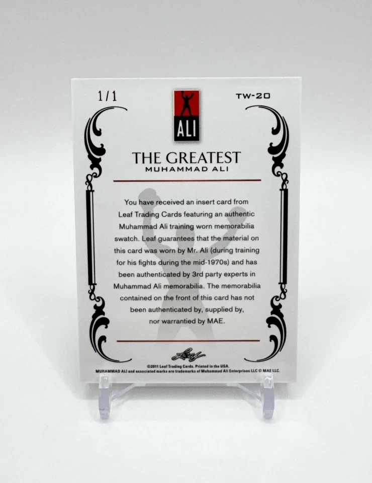 Muhammad Ali 2011 Leaf Metal The Greatest Authentic Training Worn Relic Gold 1/1 - Image 3 of 3
