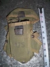 US Military Triple Magazine Pouch w/ 2 side pockets and clips 3 Mag Holder Clips