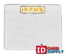 Pack of 10 - Clear Vinyl ID Holder with Slot and Chain Holes - Landscape/Horizon