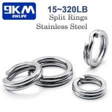 50~200Pcs Fishing Split Ring Stainless Steel Saltwater Treble Hooks Connector