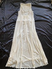 Vintage 1970s Shadwoline Cream Ruffle Lace Maxi Slip Small Coquette Romantic