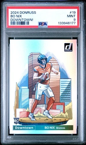2024 PANINI DONRUSS DOWNTOWN! #19 BO NIX PSA 9