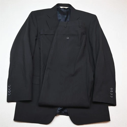 Pronto Uomo 38R 31x32 Navy Blue 100% Wool Mens Jacket Pants Suit
