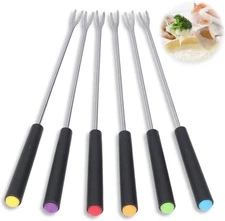 Stainless Steel Fondue Forks 6 Pcs 9.1" with Heat Resistant Handle