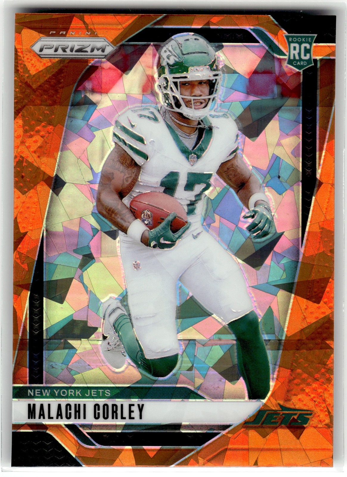 Malachi Corley 2024 Panini Prizm #369 Rookie New York Jets Orange Ice RC